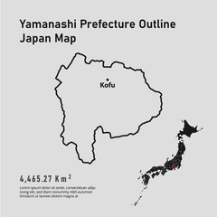Yamanashi Prefecture Outline of Japan Map
