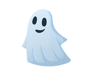 Cute ghost in cartoon style. Vector illustration of an element of halluin. Isolated on white background
