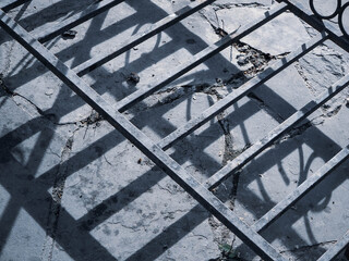 metal structure on the ground on a sunny day in summer 