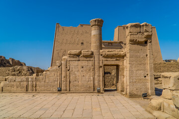 The entrance to the Temple of Edfu (Horus Temple) in Edfu, Egypt