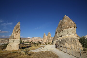 A towering, oddly shaped rock in Cappadocia.

