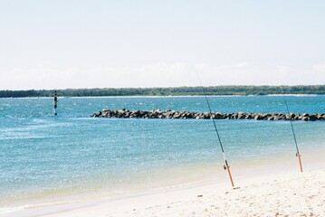 Fishing on the beach