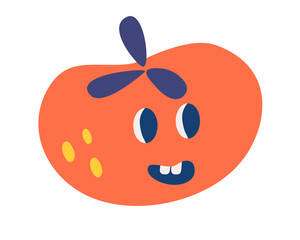 Obraz premium Tomato with a funny face. Healthy food. Vegetarianism. Cute tomato vegetable character concept. Vector cartoon illustration