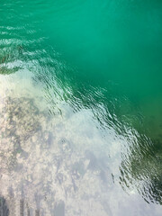 Tsisferi Lake in Abkhazia. Blue lake, waves