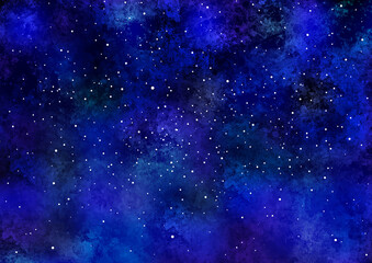 Fototapeta premium 水彩 七夕 天の川 フレーム 背景