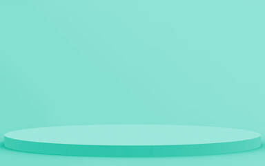 Abstract 3d green color cylinder podium minimal studio background.