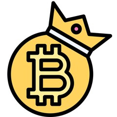 Bitcoin is king icon, Cryptocurrency related vector