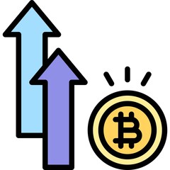 Price increase icon, Cryptocurrency related vector
