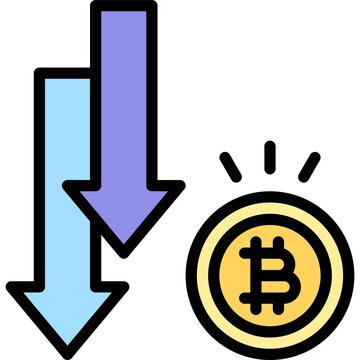 Price decrease icon, Cryptocurrency related vector