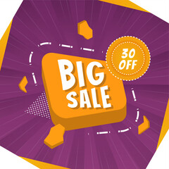 Big sale banner design. sale banner design template. big sale design for advertisement, campaign, season, event or marketing tools.