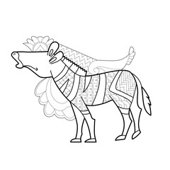 Contour linear illustration with animal for coloring book. Cute zebra, anti stress picture. Line art design for adult or kids  in zentangle style and coloring page.