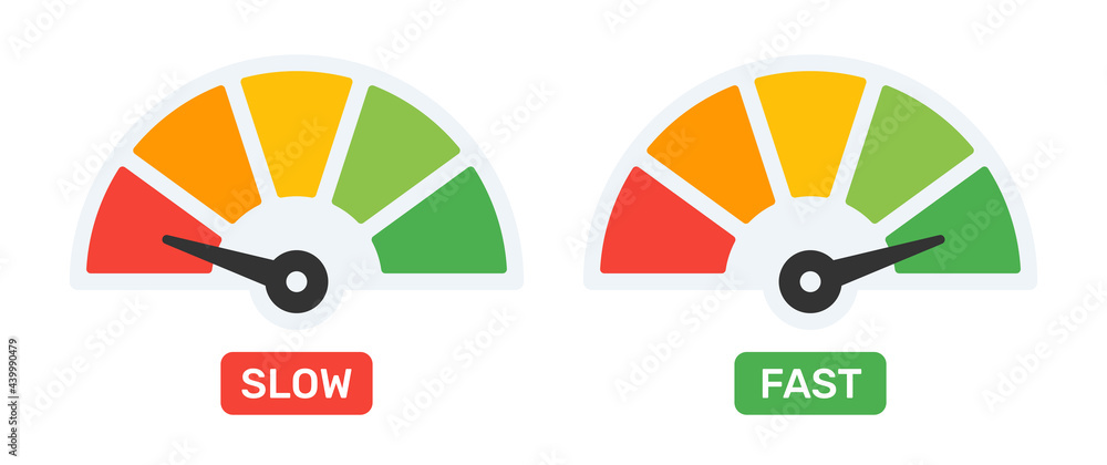 Poster speedometer vector icon. slow and fast speed indicator sign. internet speed test. performance concep