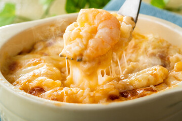 ほんわか湯気の立つ、熱々の海老と帆立のドリア