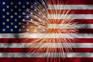 Concept of celebrating Independence Day in United States of America. USA national flag with...