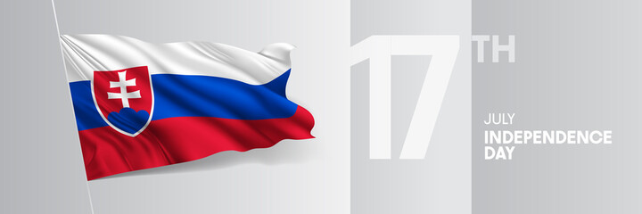 Slovakia happy independence day greeting card, banner vector illustration