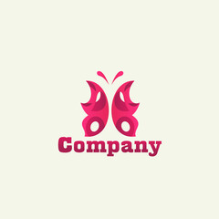 Pink butterfly logo template