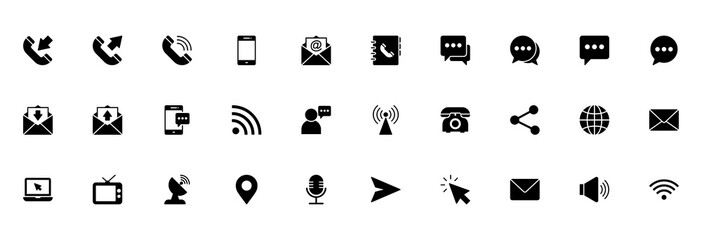 Communication sign icon set for web