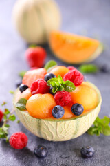 fruit salad with melon and berries fruits