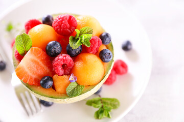 fruit salad with melon and berries fruits