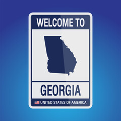 Obraz premium The Sign United states of America with message, Georgia and map on Blue Background vector art image illustration.