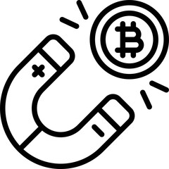 Magnet Attract with Bitcoin icon, Cryptocurrency related vector