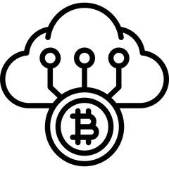 Cloud and Bitcoin icon, Cryptocurrency related vector