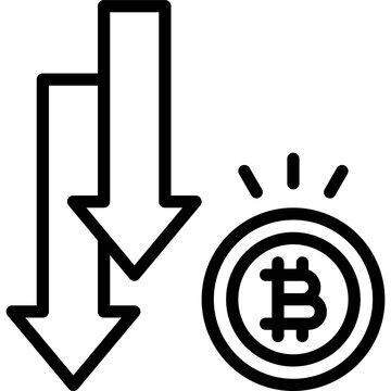 Price decrease icon, Cryptocurrency related vector