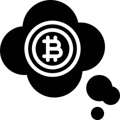 Bitcoin and Cloud icon, Cryptocurrency related vector