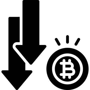 Price decrease icon, Cryptocurrency related vector