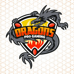 Dragon pro gaming logo vector illustration vector