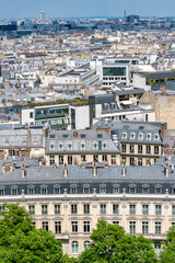 Paris, beautiful Haussmann facades and roofs in a luxury area of the capital, view from the triumph...