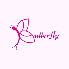 Butterfly Logo Concept. Pink and Purple. Animal, Insect, Elagant, Unique, Gradient, Modern and Line Logotype. Suitable for Logo, Icon, Symbol and Sign. Such as Cosmetics, Beauty or Fashion Logo 