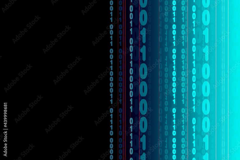 Poster 2d illustration abstract digital binary data on computer screen