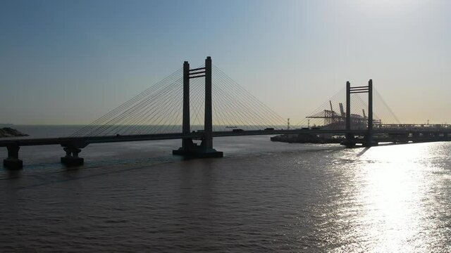 donghai bridge, shanghai, zhejiang, yangshan, deep-water port, yangshan deep-water port, xiaoyangshan bridge, architecture, shengsi county, yangshan town, zhoushan, landmarks, islands, seaports, ports