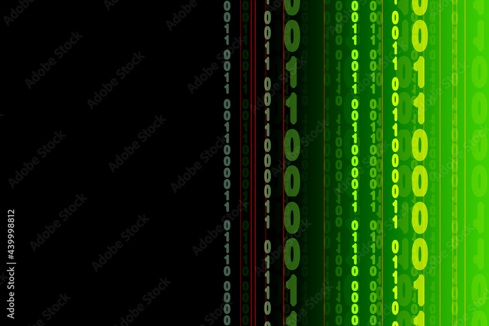 Poster 2d illustration abstract digital binary data on computer screen