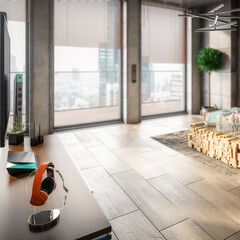 TV-Set Inside a Panthouse Apartment (detail) - 3D Visualization