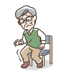 立ちあがる時にふらつくおじいさん　イス