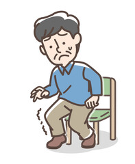 Obraz premium 椅子から立ちあがる時に膝がふらつく男性