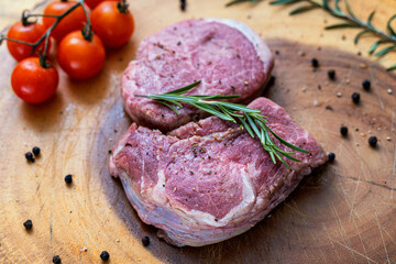 Wagyu beef steak with Spicy Pepper and Rosemary. premium Japanese Wagyu beef.