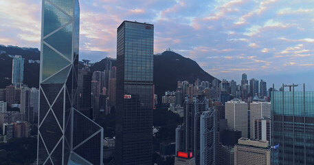 Fototapeta premium AERIAL. Top view of Hong kong city.