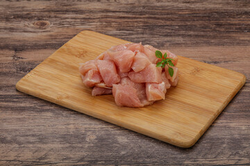 Raw diced chicken for cooking