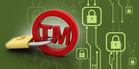 3d rendering tm trade mark sign security concept
