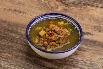 Lentil soup with chicken and vegetables