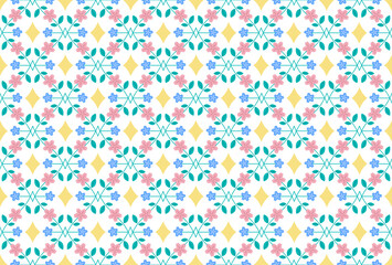 Sakura Modern Geometric Flower Fabric Seamless Patterns. Pastel Flower Background Textile Vector Illustration.