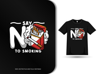 Say no to smoking sign cartoon design on t shirt vector illustration. vector graphic design