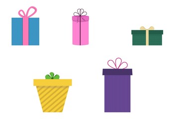 Vector illustration. Set of holiday gifts. Can be used to create designs for posters, banners, posters.