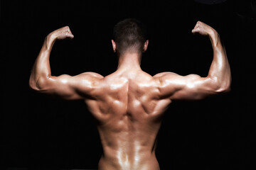bodybuilders male back. Naked body muscular Man