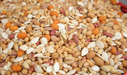 Natural background made from different kinds of nuts.