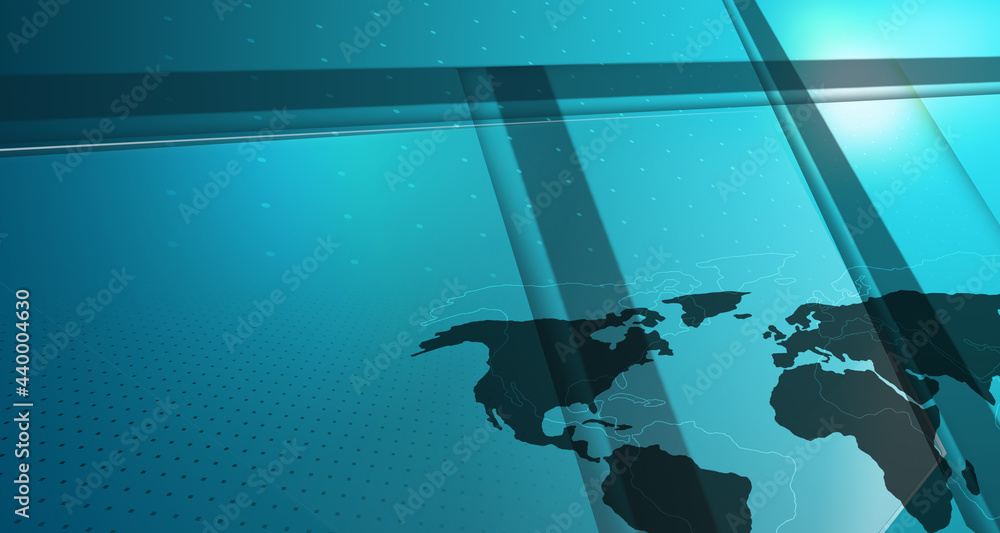 Poster 3d rendering of modern studio space with diagonal flat screens - for breaking news background