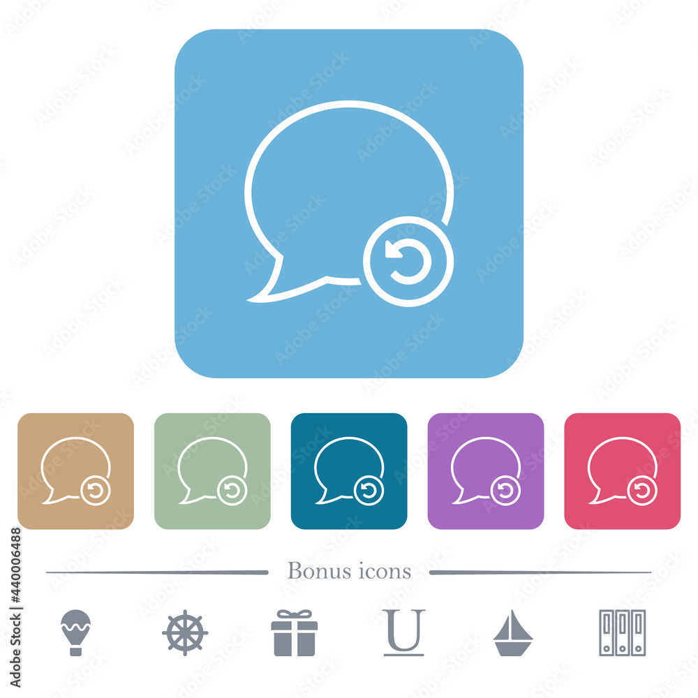 Poster undo message flat icons on color rounded square backgrounds
